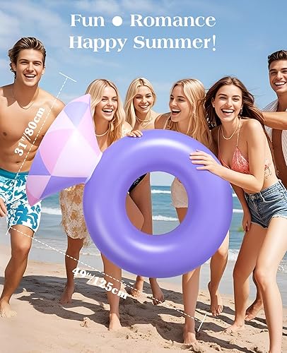 Miniatura 38 de HeySplash Anillos de natación inflables con purpurina, flotador de piscina de verano en forma de flor, flotadores de tubo flotador, juguetes