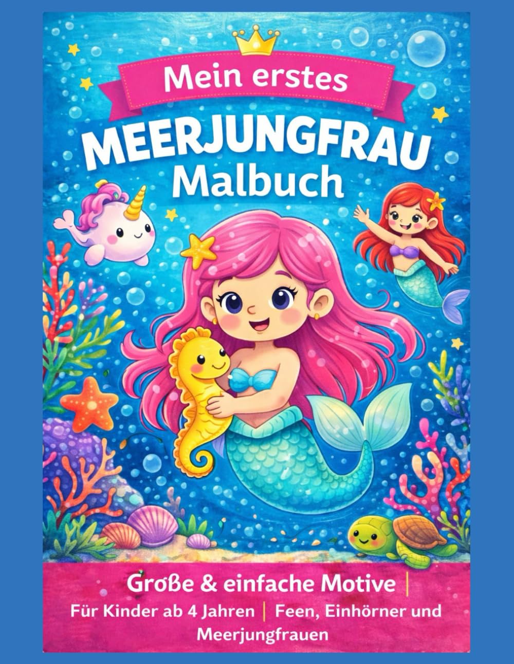 Mein erstes Meerjungfrau Malbuch: Große & einfache Motive für Kinder ab 4 Jahren | Süße Meerjungfrauen, Meeresbewohner und magische Unterwasserwelt