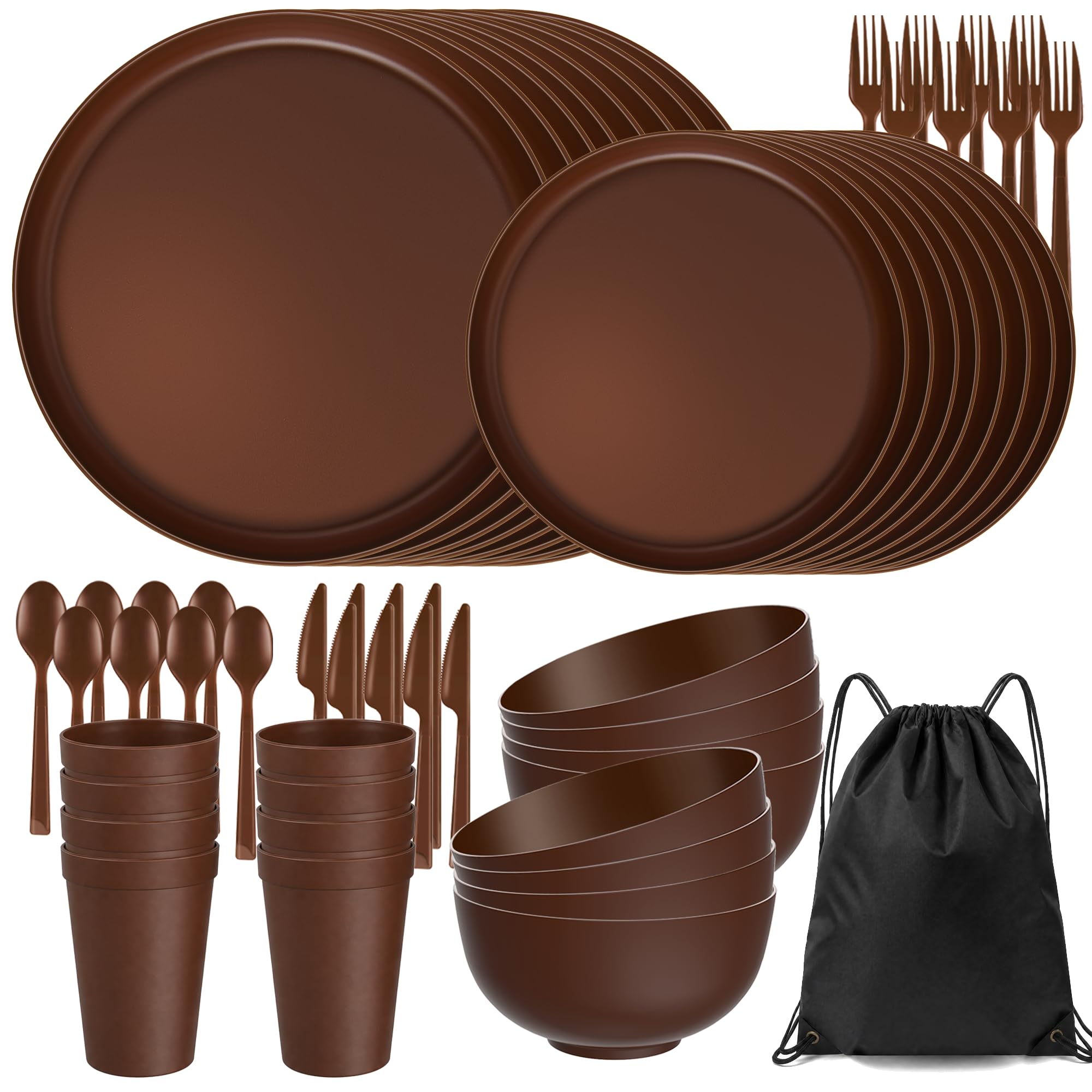56 Piece Plates & Bowls Set - Unbreakable Dinnerware -20