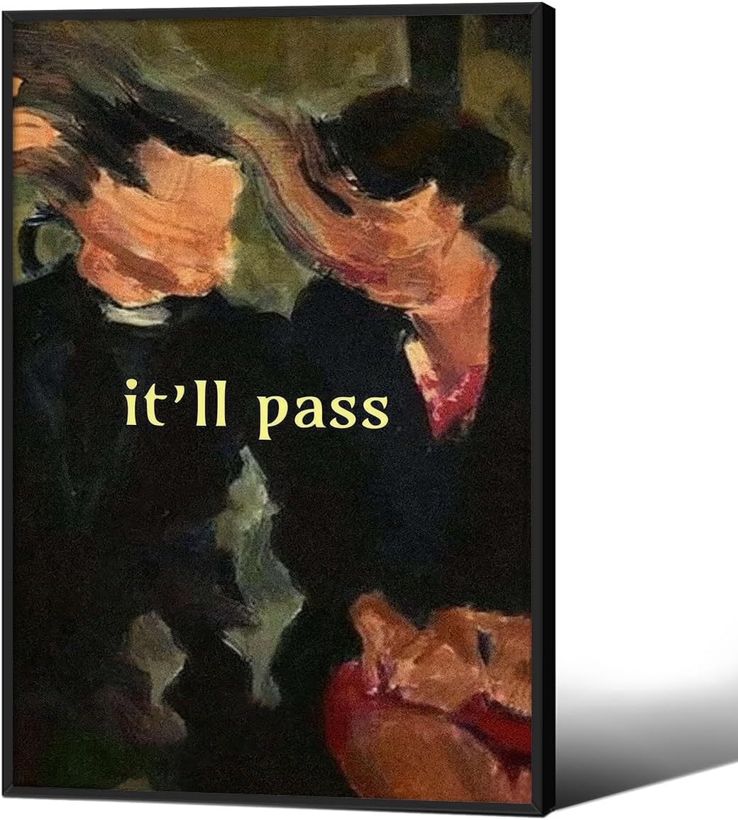 Fleabag Tv Show Posters It'll Pass Positive Quotes Canvas Wall Art 24X36 inch Black Framed Vintage Abstract Oil Painting for Living Room Bedroom Wall Decor