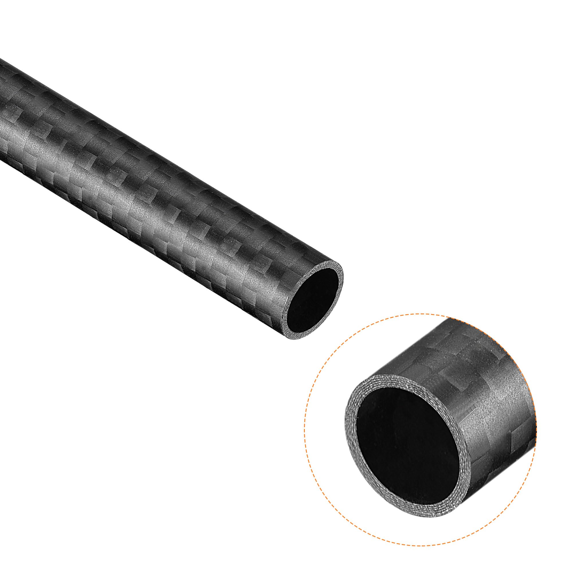 sourcing map Fibre Carbone Rond Tube 10x8x330mm 3K Rouleau Mat Enveloppé Surface pour RC Avion Quadcopter 2Pcs