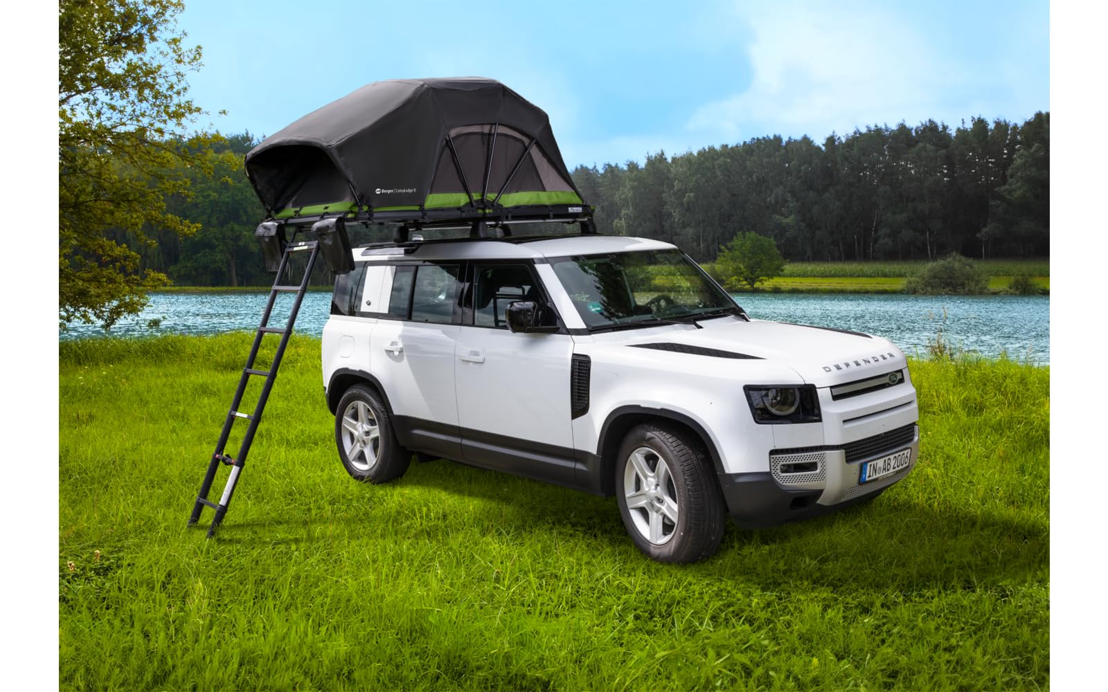 BERGER CampLodge Dachzelt für 2 Personen | Camping Autodachzelt mit LED-Lichtern | Autocamping Zeltdachbox wasserdicht geeignet für alle Jahreszeiten