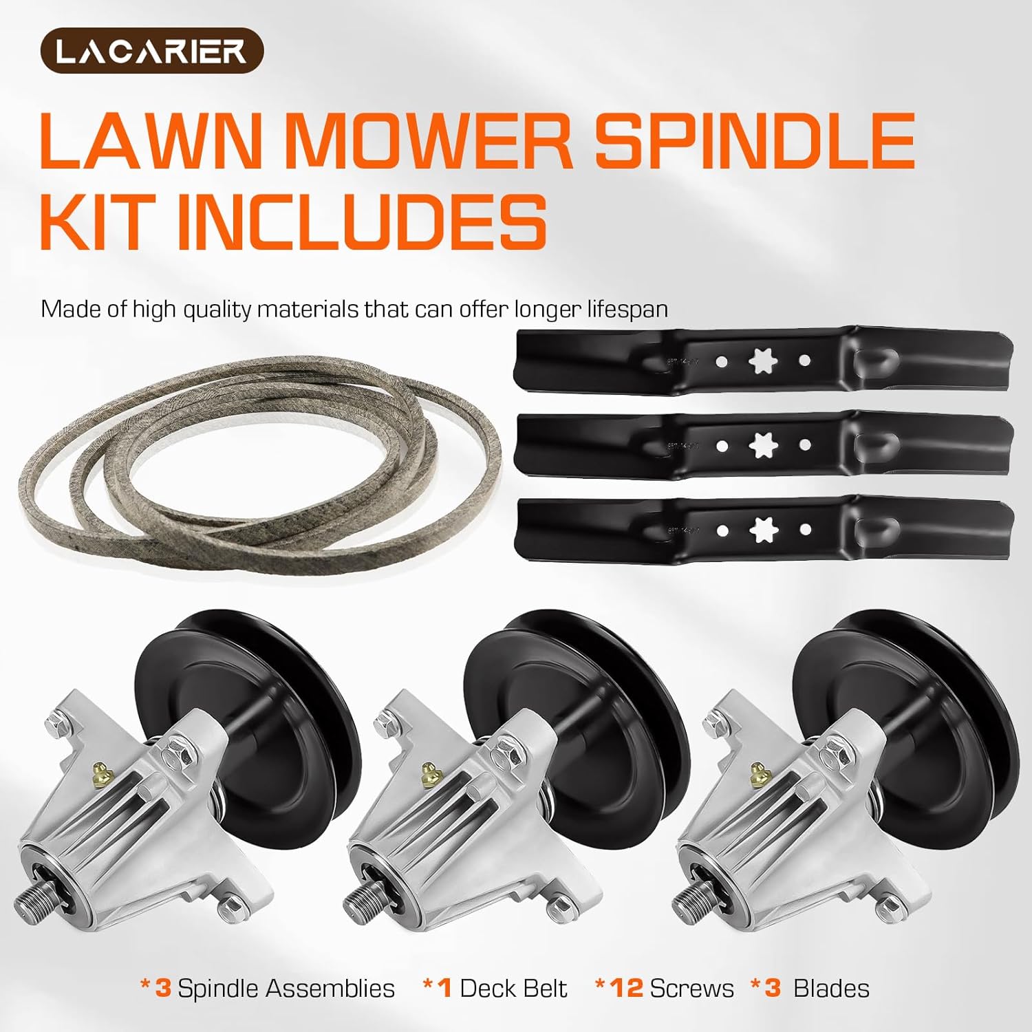 54 Inch Deck Rebuild Kit for Cub Cadet/MTD RZT L54KH S54 L54 S54KH for Craftsman Z6600, 3 Spindles 618-06978 918-06978, 3 Blade 942-05056 742-05056A, 148 5/8 Inch Belt 954-04329 754-04329