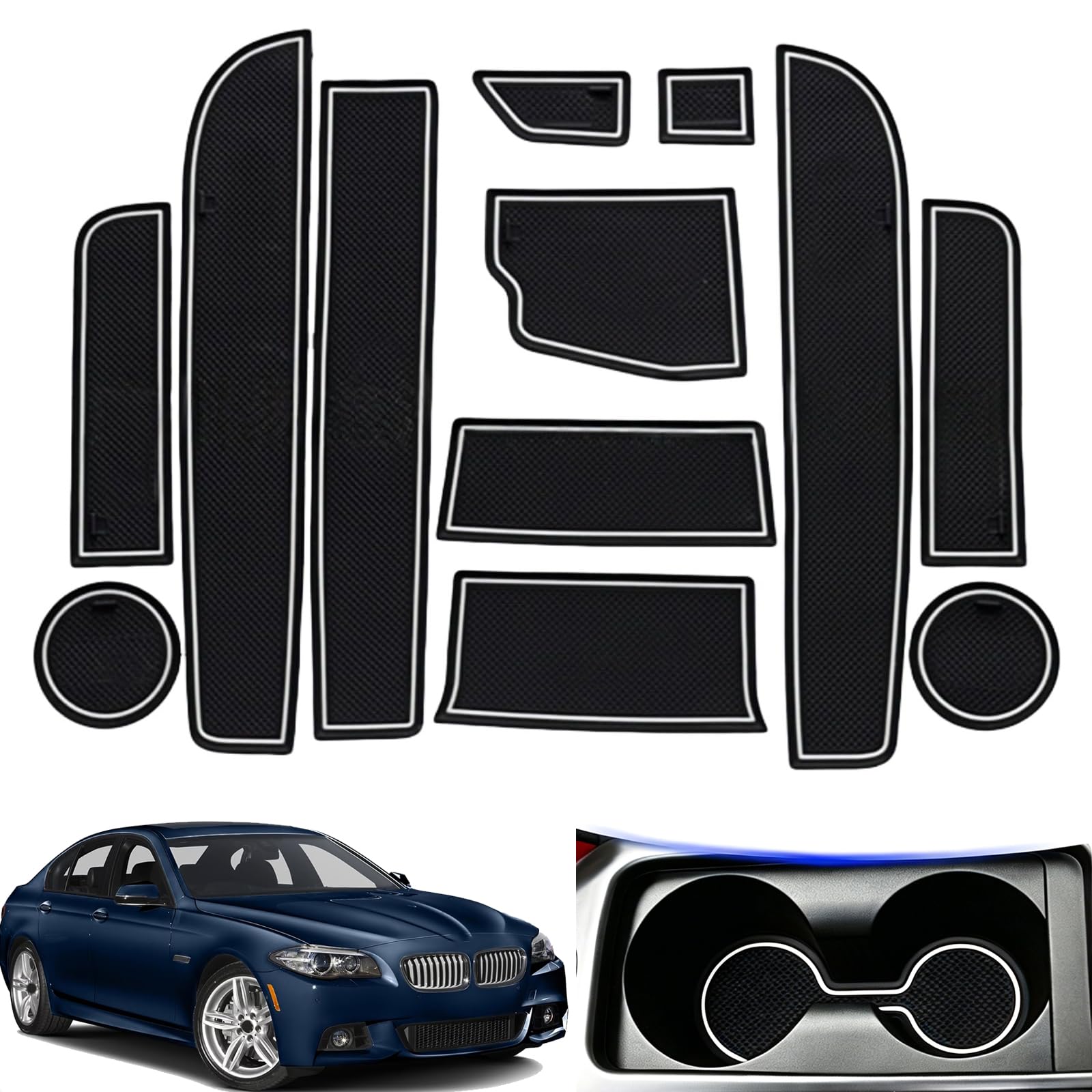 Forros de consola central para BMW Serie 5 2014-2017 y alfombrillas antipolvo