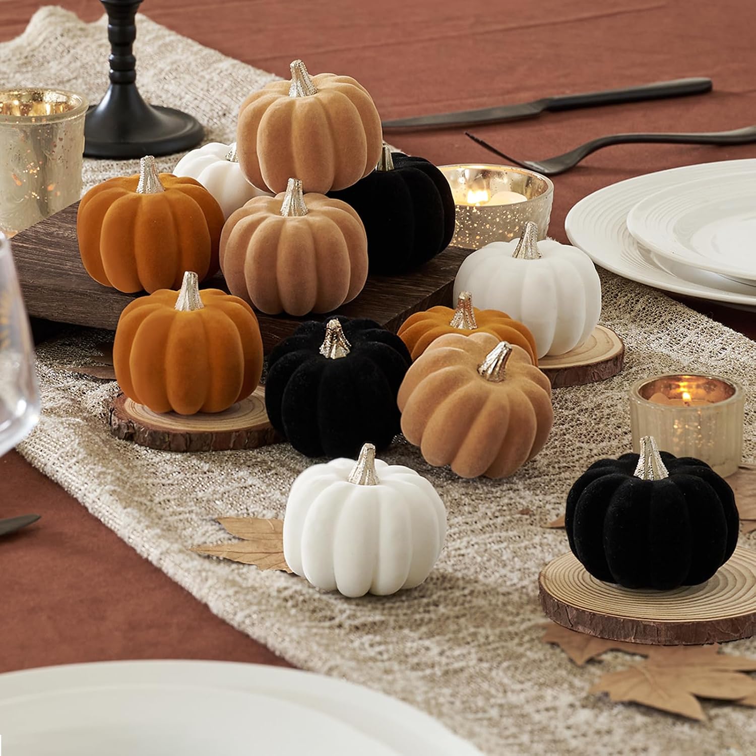 DN DECONATION Mini Fall Pumpkin Decor, Fake Decorations for Home, 12PCS