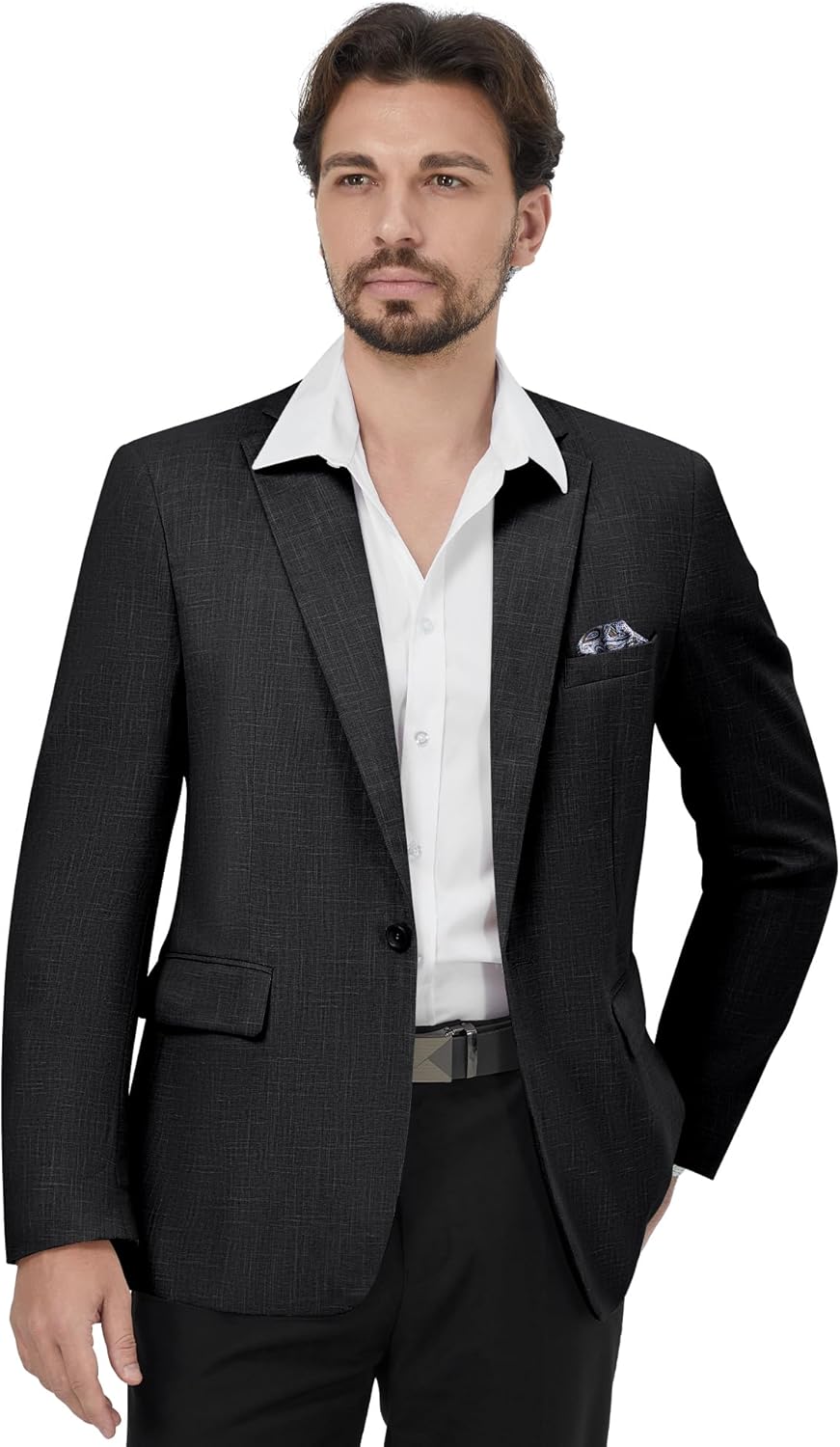 MAGE MALE Men's Slim Fit Blazer Jackets Suit One Button Lightweight Sport Coats Casual Blazer - Image 3