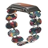 Wongeto Tortoise Stretchy Watch Band Compatible with Fitbit Charge 6/Charge 5 Bands,Resin Cute Watch Strap Wristband Replacement for for Women Men