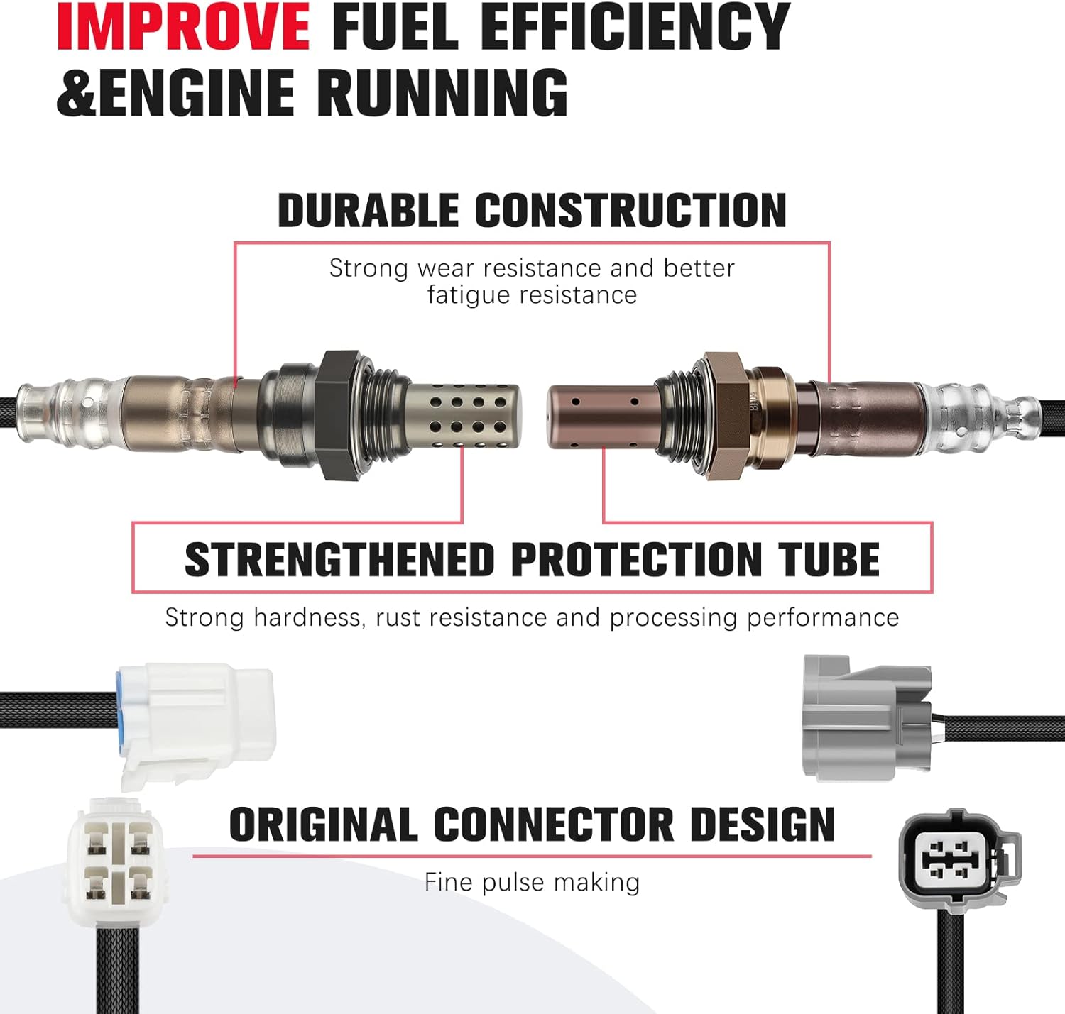O2 Sensor Upstream and Downstream 234-9014 24578, Oxygen Sensor Kit for Subaru Forester 1999-2004, for Subaru Impreza 1999-2004, for Honda Accord 2000-2002, 4 Wire O2 Sensors Replacement