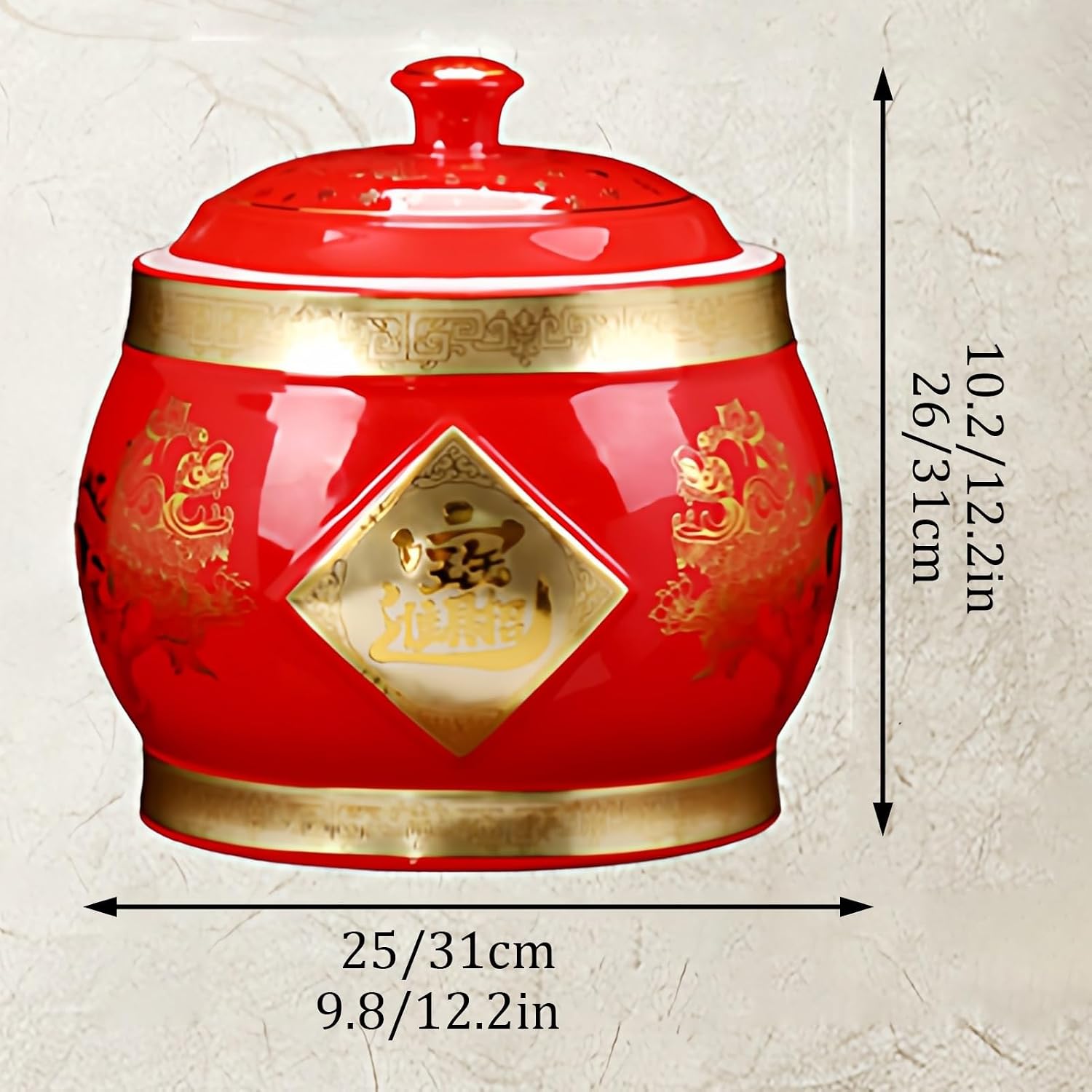 Ceramic Rice Bucket With Lid, Household Rice Storage Barrel, Classic Food Storage Porcelain With Silicone Seal, For Flour, Rice, Nuts, Snacks(Blue,Capacity: 10 kg)