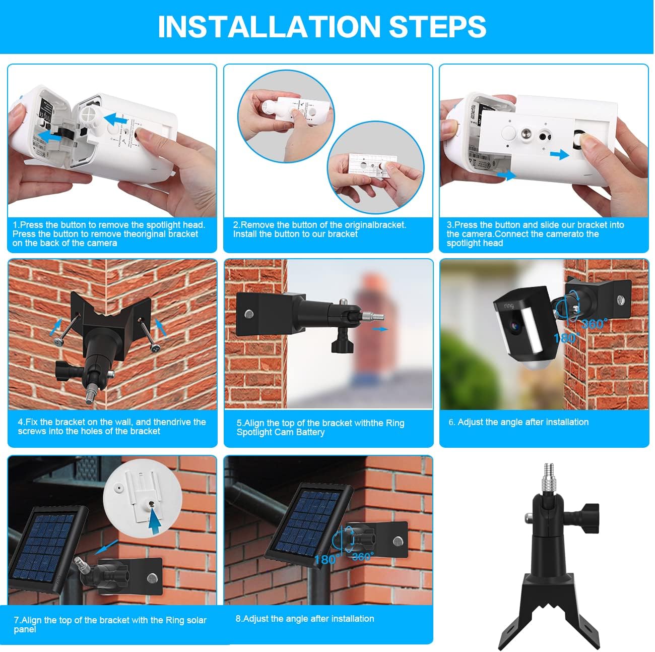 Corner Mount for Blink Outdoor, Universal Holder for Ring Stick Up Cam, Adjustable Wall Mount for Eufy SoloCam S220/eufyCam 2C, Camera Holder, Wall Mount Accessory for Security Cameras image 4
