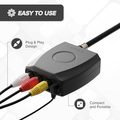 Miniatura 4 de THE CIMPLE CO Modulador RF - RCA compuesto a RF coaxial - Convierte señales de definición estándar en coaxial, incluye cable AV