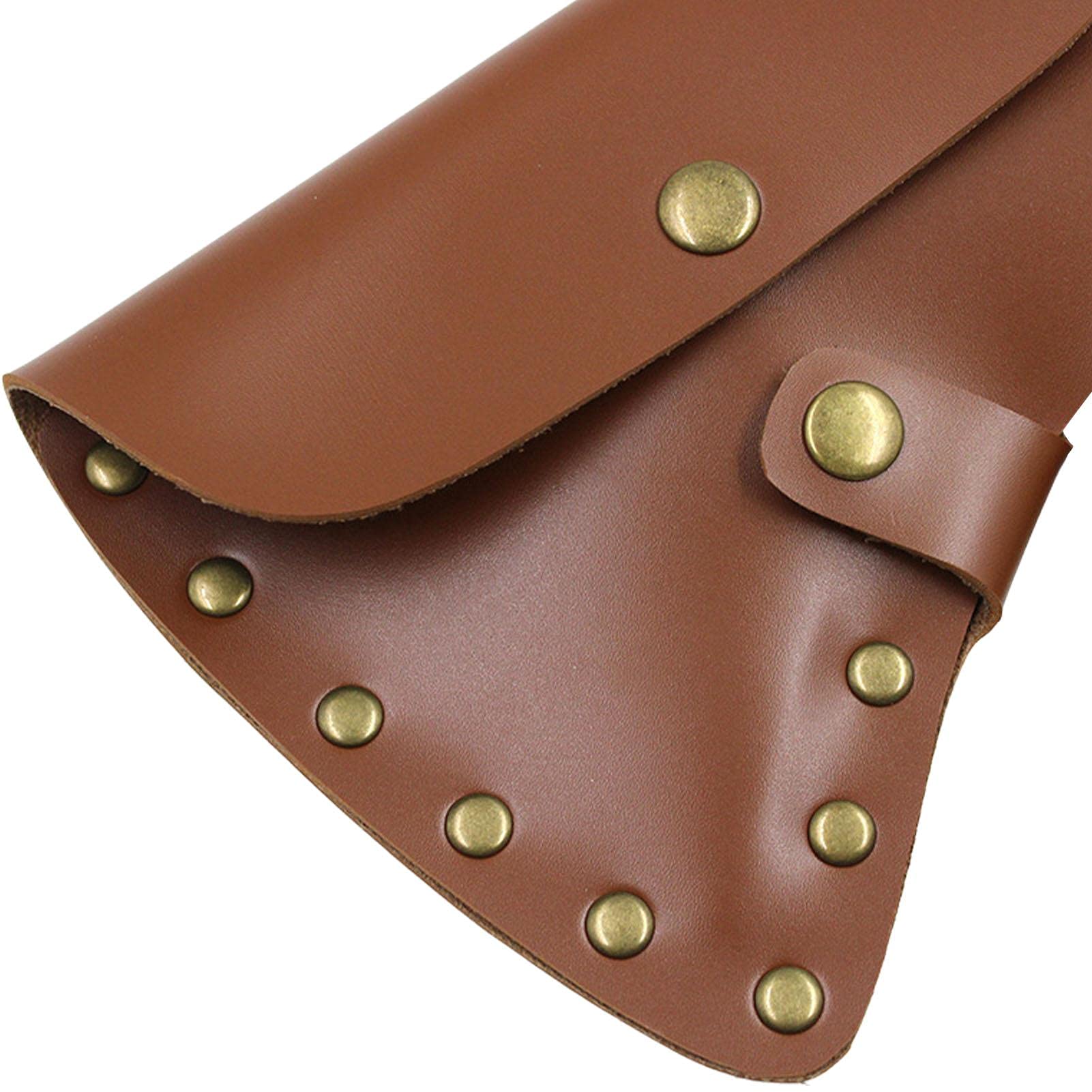 JINGLING Fodero per ascia, in pelle, con fodero per la testa, con metallo, manica a lama, boscaiolo, attività all'aperto, lavoro essenziale