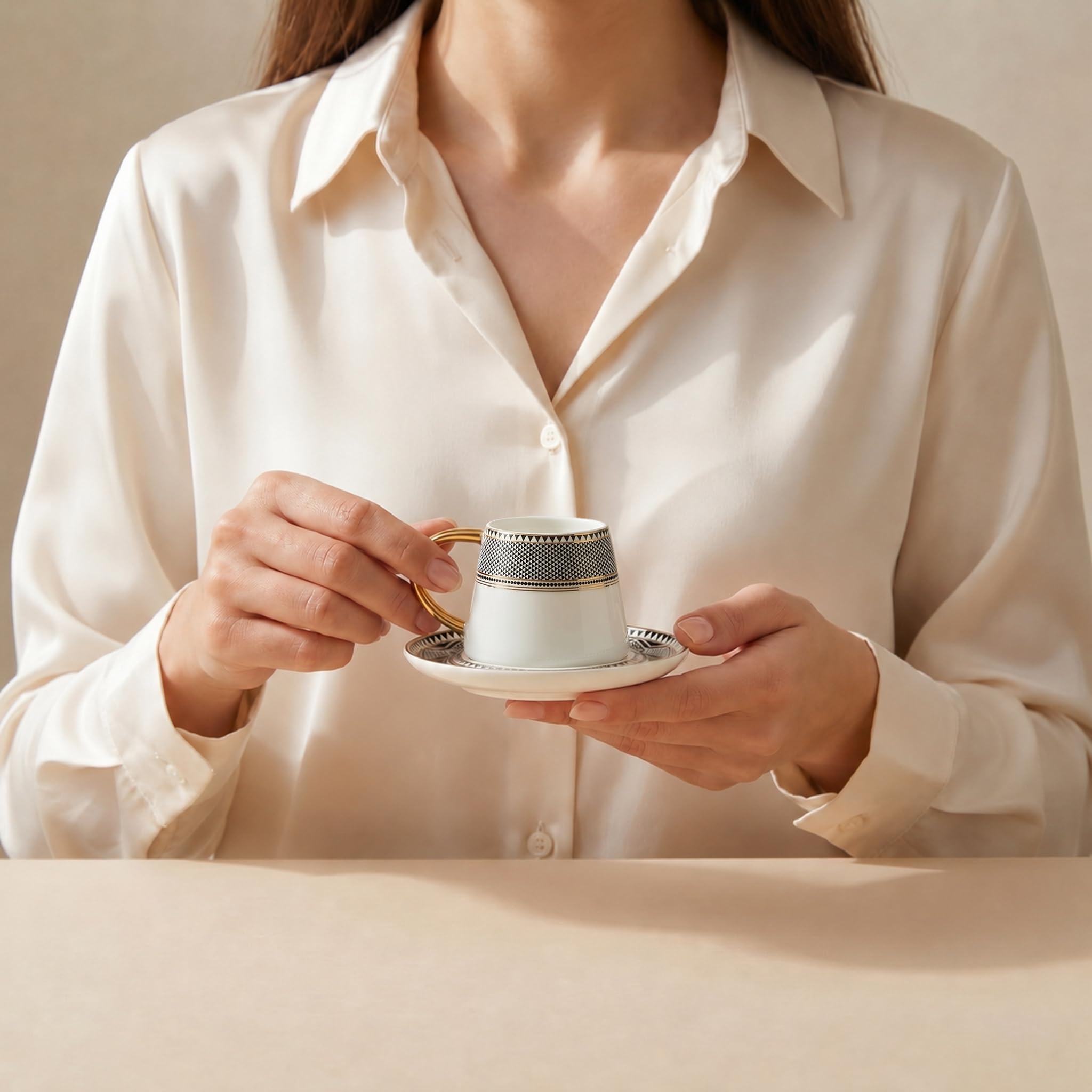Karaca Globe Tasses à café turque pour 6 personnes, Service à Café Porcelaine, Tasses à Thé, Expresso, Latte Classique, Türk Kahve Fincanı, Café Turc