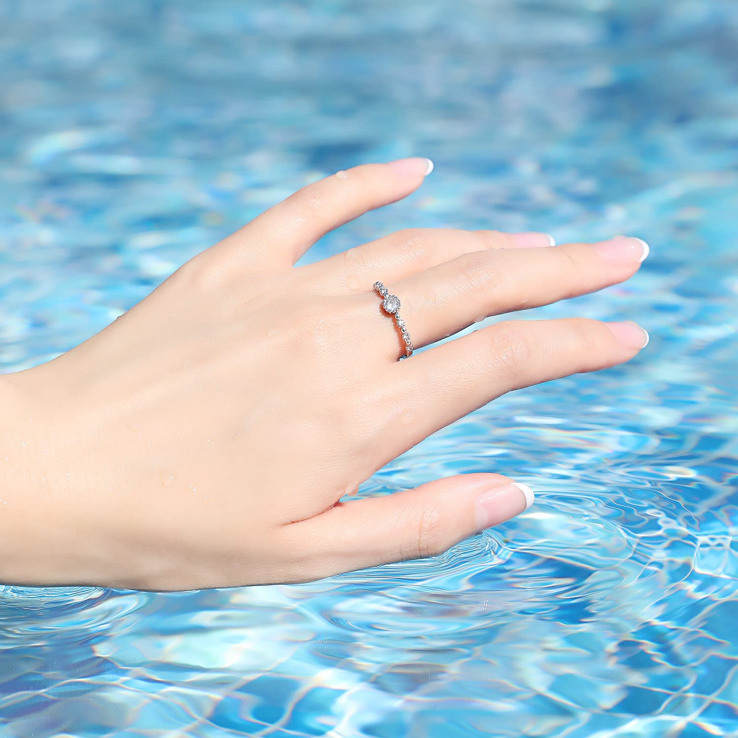 Silberring für Frauen zierlicher stapelbarer Goldring Statement Sonnenring handgefertigt minimalistischer Diamantring Größe verstellbar 3-10