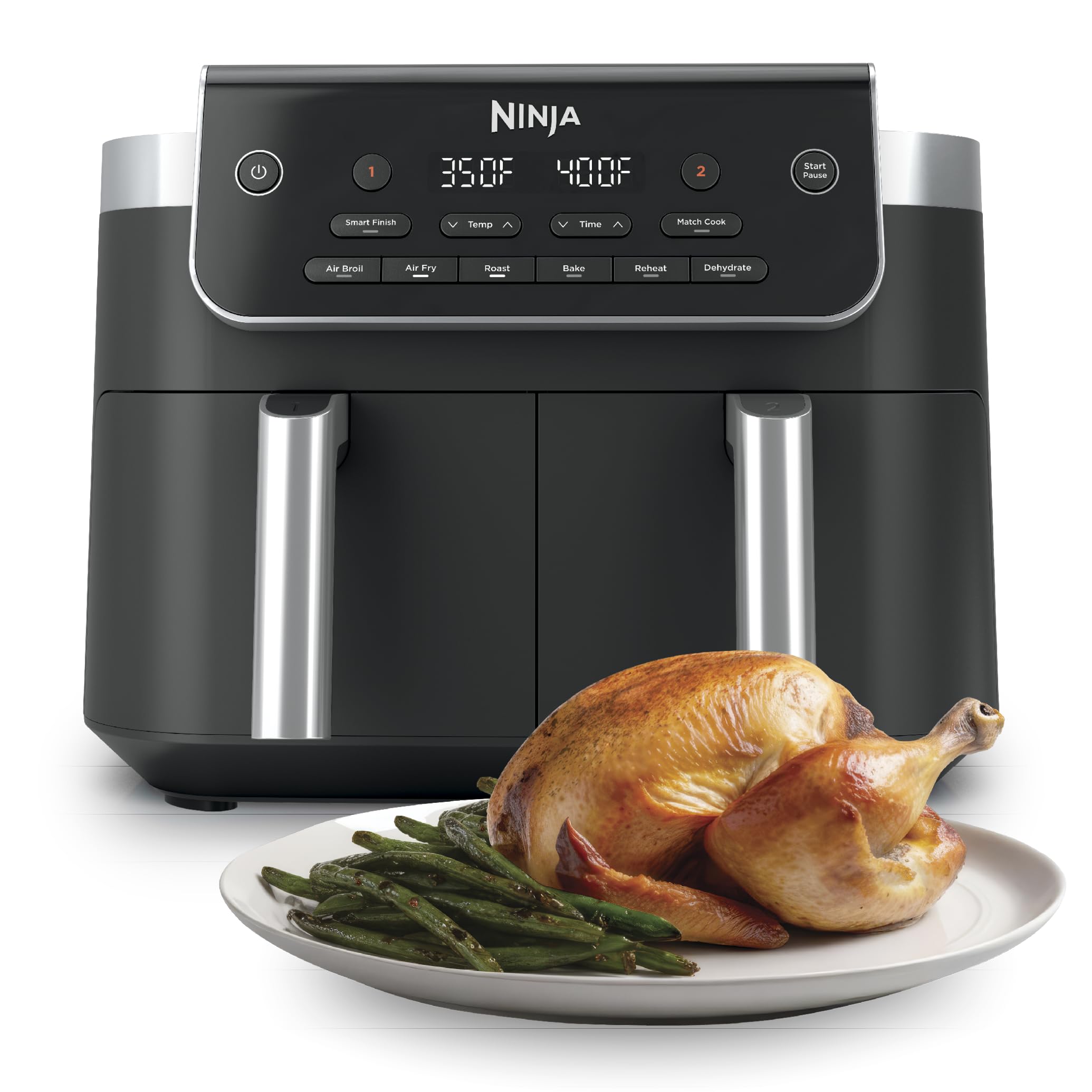 Photo 1 of DualZone 2-Basket Air Fryer, 8-Qt, Smart Finish & Match Cook, 6 Cooking Functions, Cook 2 Foods 2 Ways and Finish at the Same Time, Grey, DZ801 (2026 Release)