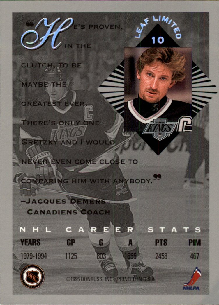 Amazon.com: 1994 Leaf Limited Hockey Card (1994-95) #10 Wayne