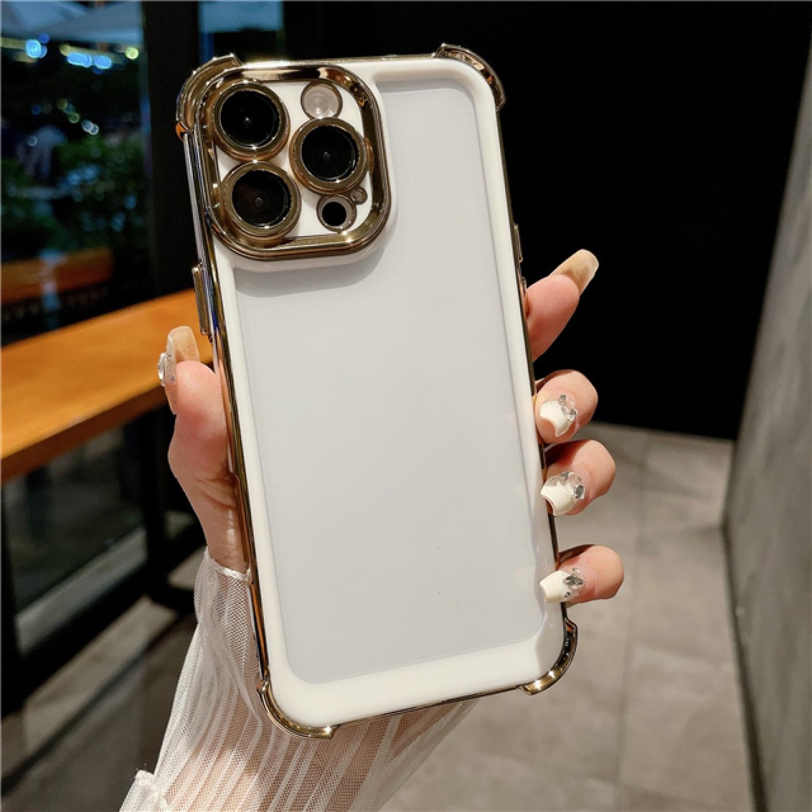 Coque objectif de luxe transparente pour iPhone 14 Pro blanc finition premium - 7