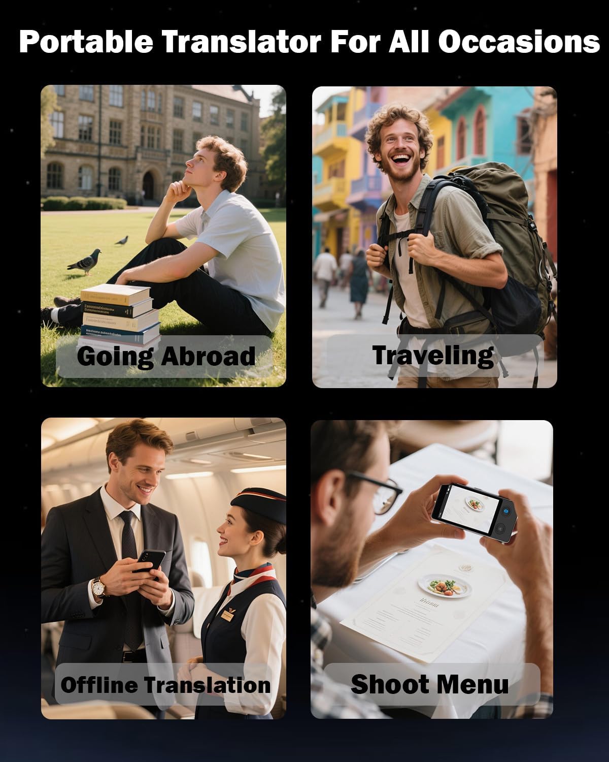 Wooask Language Translator Device, Instant Pocket AI Translator Device, Real-Time Voice Translation with 144 Languages, Online/Offline/Photo Traductor for Travel, Business, Study