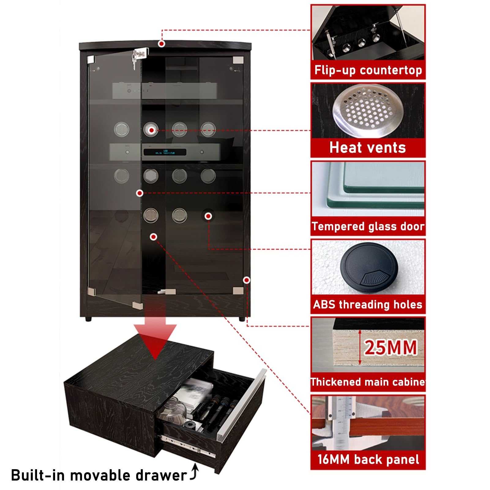 Amazon.co.jp: GUAWJRZDP 2/3段ラック キャビネット、調節可能な棚