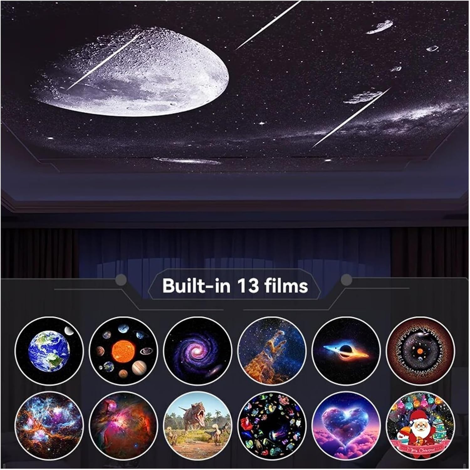 12 in 1 Galaxy Star Projector - Ultra Clear Meteor and Space Ball Planetarium Lights for Stunning Imaging (Black)