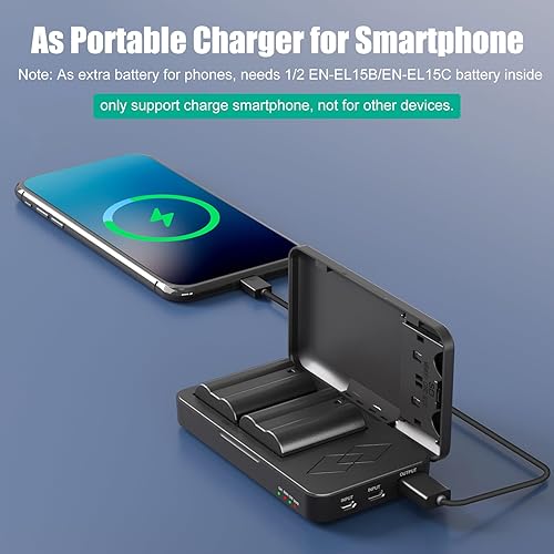 Miniatura 4 de JYJZPB Paquete de 2 baterías EN-EL15C y estuche cargador para Nikon D7500, D750, Z6, Z6 ii, Z6iii, Z7, Z7ii, Z8, D500, D600, D610, D810, D800,