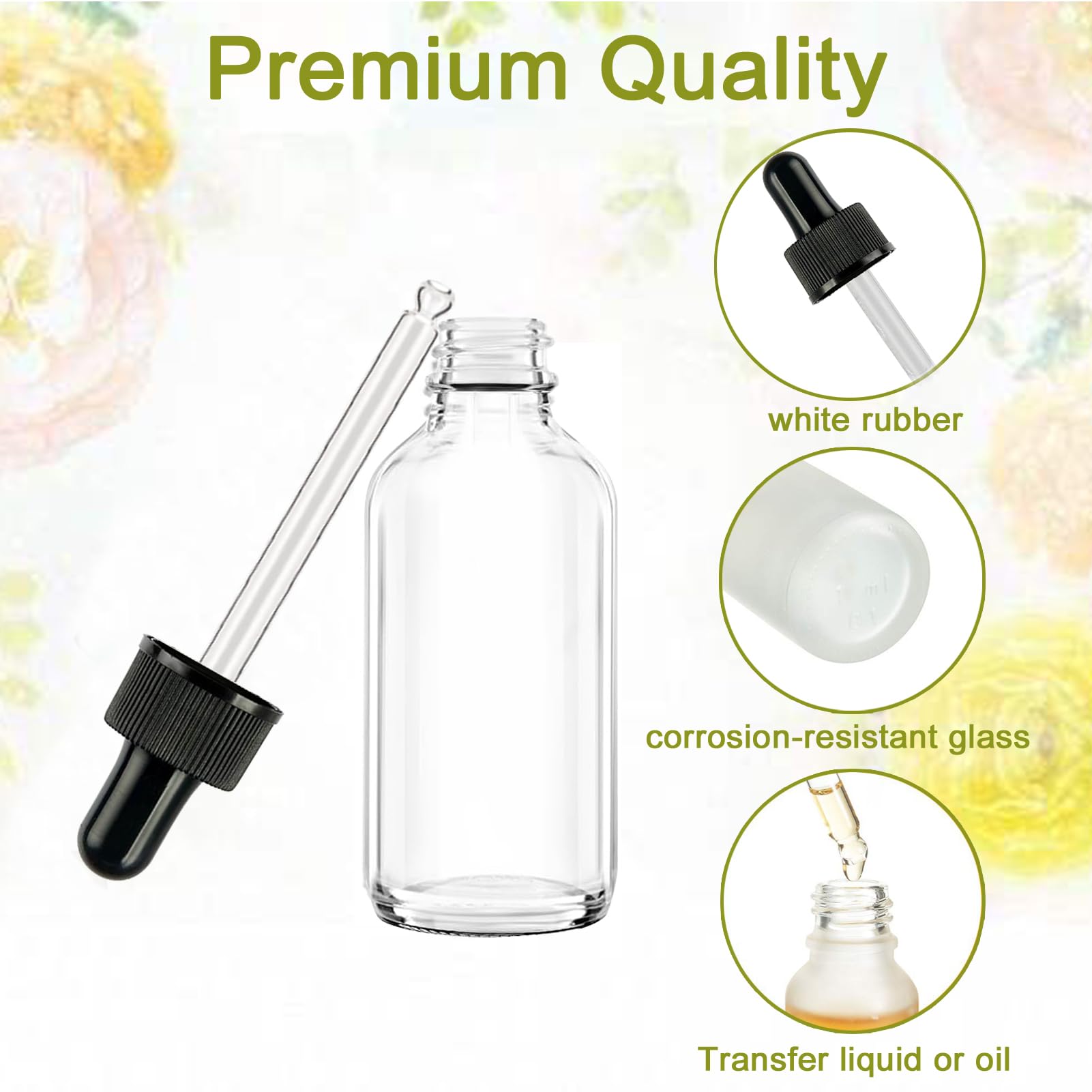 Apstaqeoo Lot De 2 Flacons Compte-gouttes En Verre Transparent