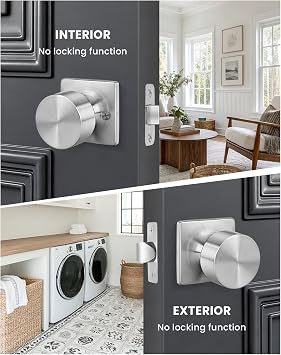 Haidms Brushed Nickel Closet Door Knobs, Brushed Nickel Door Knobs Interior No Lock, Passage Door Knobs for Closet Hallway 8 Pack