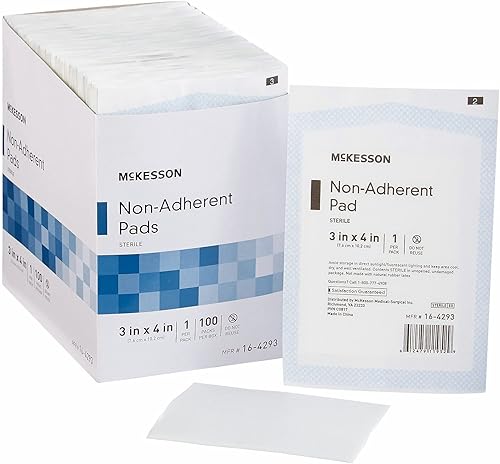 McKesson Apósitos no adherentes, estériles, nailonpoliéster, 3 x 4 pulgadas, 100 unidades, 1 paquete