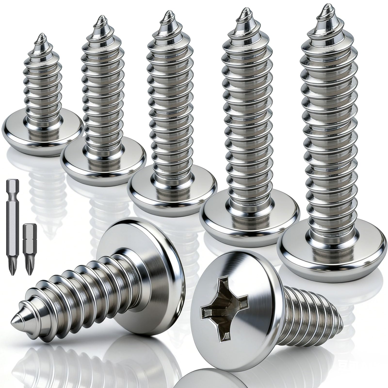 Mbsomnus Self Tapping Wood Screws M6x20 mm, 30 Pcs Pan Head Sheet Metal Screw 304 Stainless Steel, Phillips Self Drilling Screw, Round Head Screws Full Thread for DIY Furniture Repairs Wood Metal