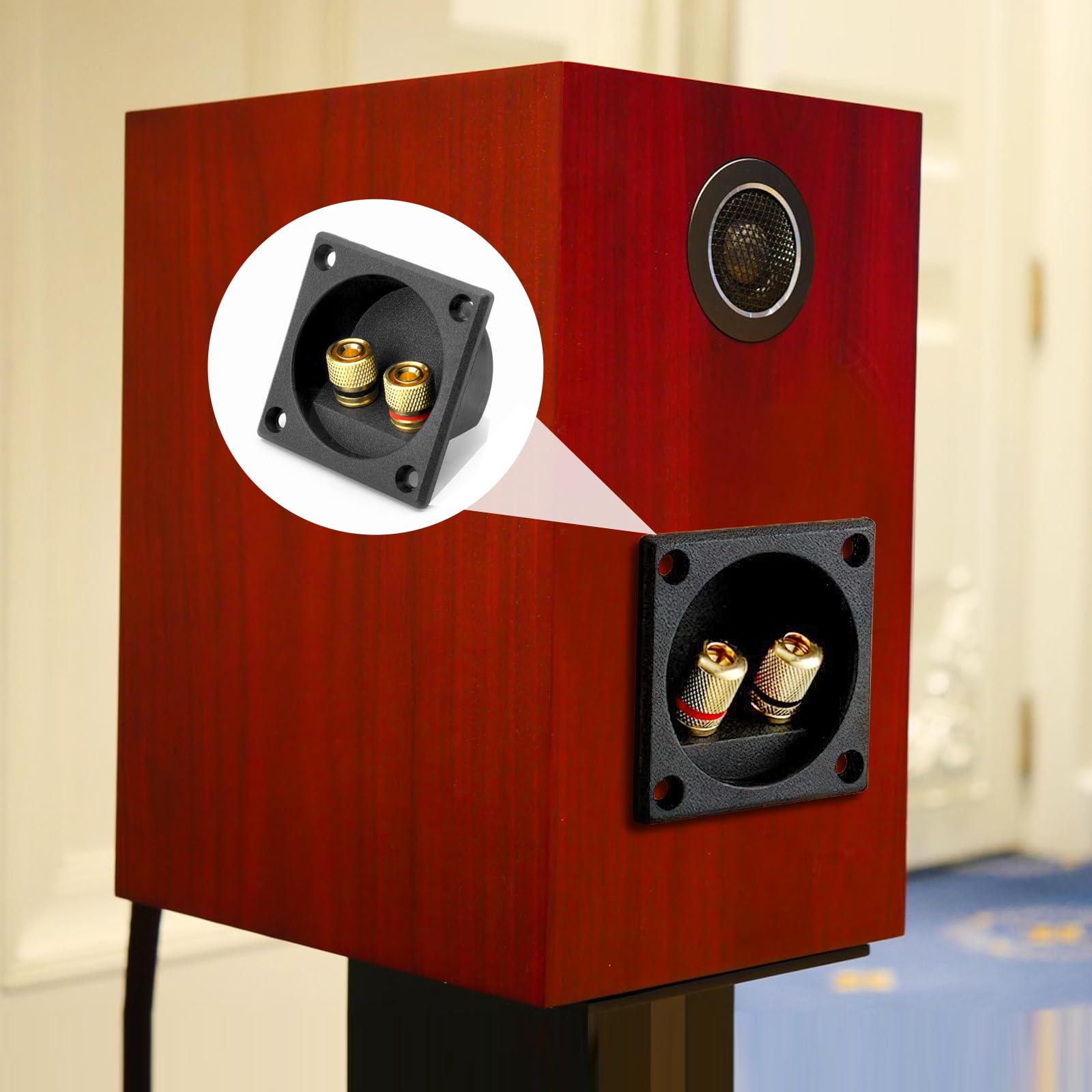 2 Pezzi Nero 2 Vie Altoparlante Box Terminale Binding Post, Speaker Box Terminal Binding Post Subwoofer Terminale tazza Cassa Gold Banana Binding Post, Connettori a Molla Rotondi per Subwoofer