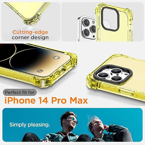 Miniatura 10 de AICase Funda Bounce compatible con iPhone 14 Pro Max, color amarillo transparente, impacto, a prueba de golpes, linda funda protectora para teléfono