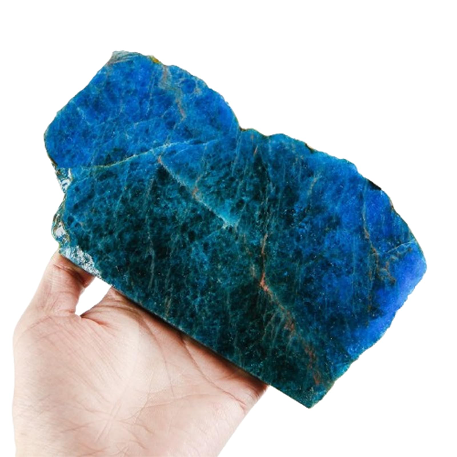 HUJWLBWF Blue Apatite Crystal Stone Plate Crystal Slices Blue Crystal Irregular Polished Raw Rough Stone Figurine for Home Office Decor,500~800g