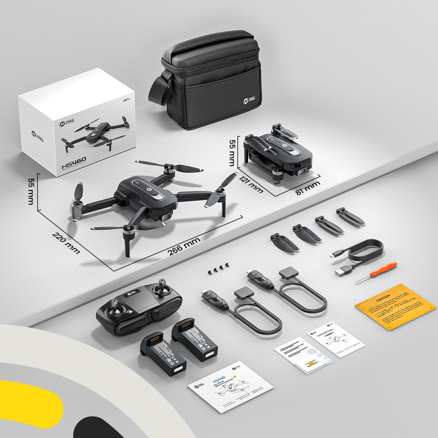 Holy Stone HS460 GPS Drohne mit 4K Kamera für Anfänger& Erwachsene | 52 Min. Flugzeit, Bürstenloser Motor, Follow Me & Rückkehr, 5G FPV Übertragung, Faltbar, Unter 249g