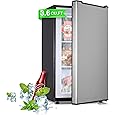 Upright Freezer with Reversible Single Door, 3.5 Cubic Feet Stainless Steel Compact Freezer, Silver Adjustable Thermostat Removable Shelves Mini Freezer, Applicable to Home, Kitchen, Office