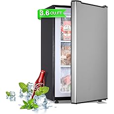Upright Freezer with Reversible Single Door, 3.5 Cubic Feet Stainless Steel Compact Freezer, Silver Adjustable Thermostat Removable Shelves Mini Freezer, Applicable to Home, Kitchen, Office