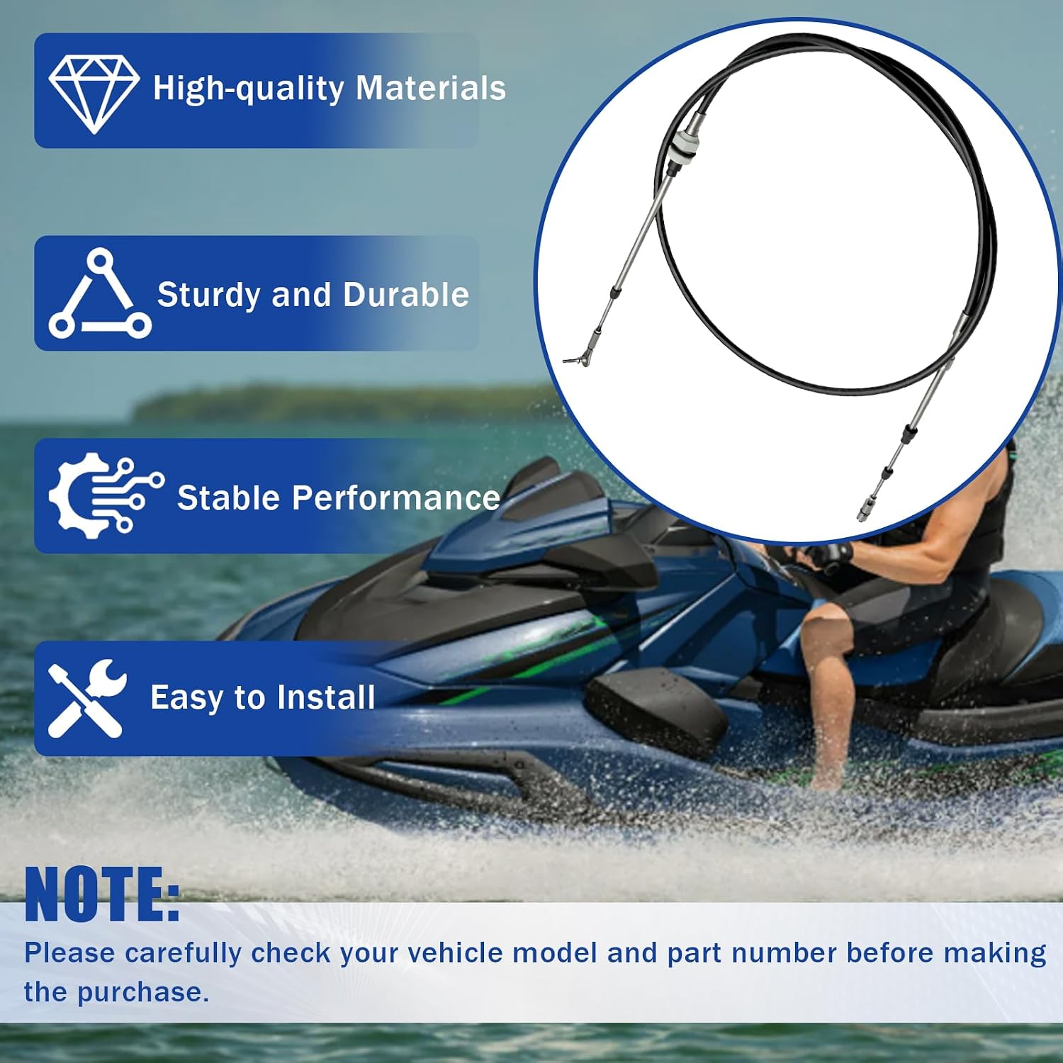 Steering Cable Fit For Yamaha WaveRunner V1 V1 Sport VX1050 VX1100 2015-2016,Yamaha VX Cruiser Deluxe Limited Sport VX-C VXR VXS VX1050 VX1100 VX1800 2015-2020 Replace For F2N614810000 F2N-61481-00-00