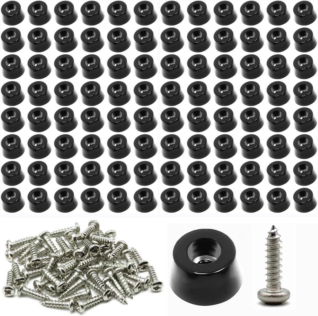 60 PCS Cutting Board Rubber Feet 0.59’’ x 0.31’’ with 304 Rust Proof Steel Screws & Washers – PVC Non Slip Rubber Bumper Feet - for Kitchen Appliances & Multiple Furniture