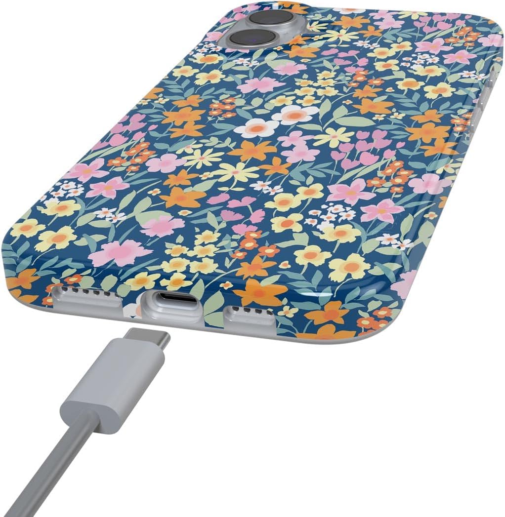 Casely iPhone 16 Plus Case | Full Bloom | Navy Floral | Compatible with MagSafe | Classic Ultra Slim Design - Image 2