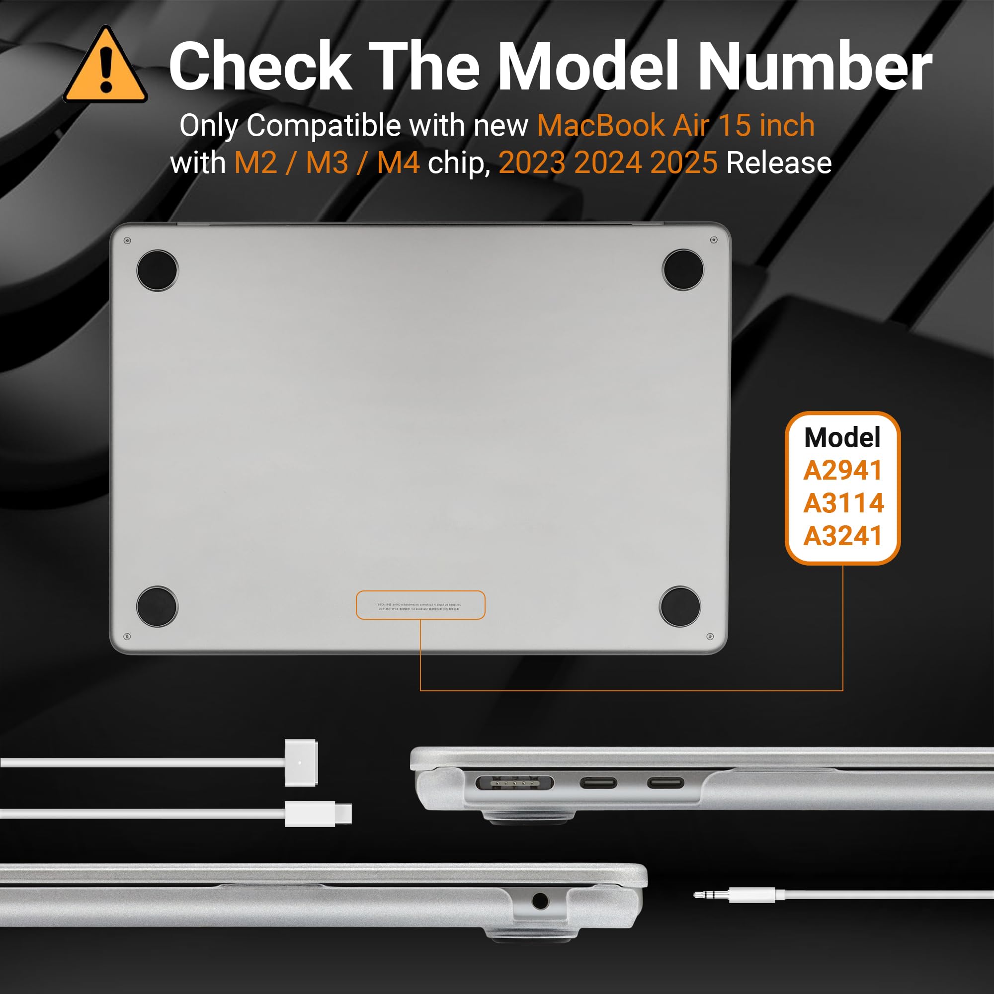 TECOOL Cover Smerigliato per MacBook Air 15 Pollici M4 M3 M2 2023 2024 2025 (A3241 A3114 A2941), Custodia Rigida Protettiva Ultrasottile in Plastica e Copritastiera UE, Trasparente Opaco