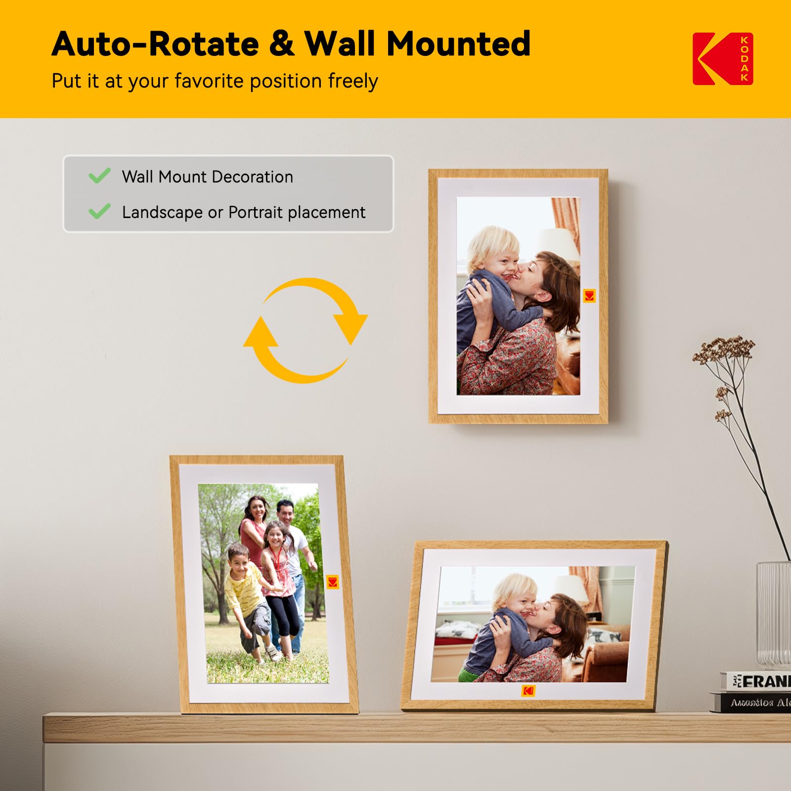 KODAK Digitaler Bilderrahmen mit 4000mAh Li-Akku,Touch Elektronischer 10.1 Zoll, 1280 x 800, ntelligenter mit 32GB Speicher