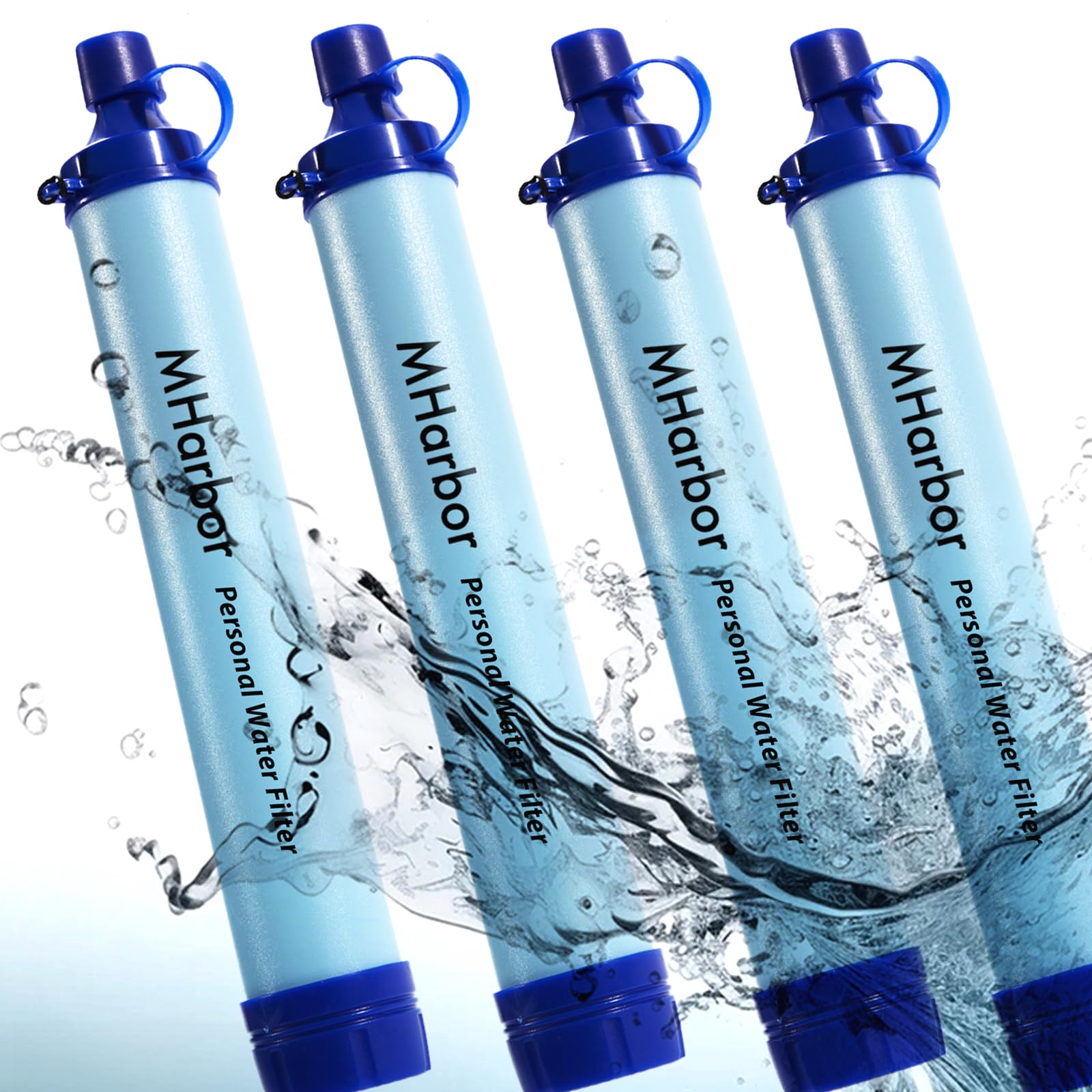 Paquete de 4 pajitas de filtro de agua personal, equipo portátil de supervivencia de emergencia para exteriores, para senderismo, camping, viajes, caza y pesca