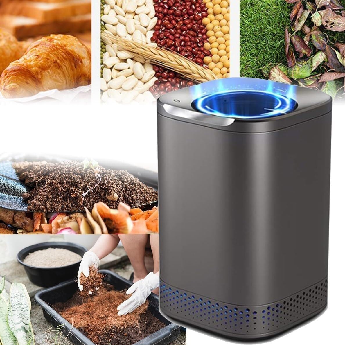 Kitchen Electric Compost Trash Can, Food Cycler with 2.5L Capacity, Kitchen Compost Bin, Household Microorganisms Food Machine Waste Disposal