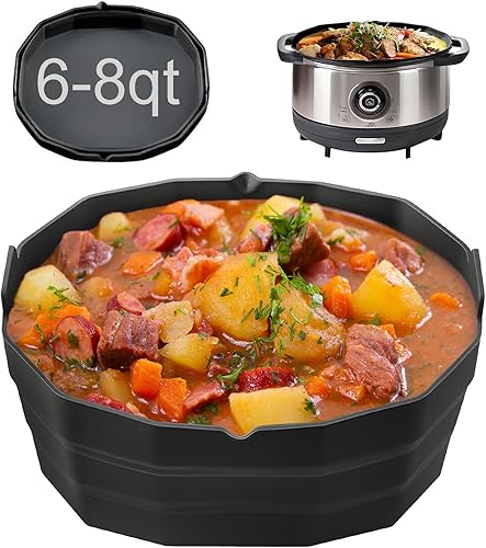 Revestimientos para olla de cocción lenta compatibles con olla Crock Pot de 6 a 8 cuartos de galón, inserto divisor de silicona reutilizable, a