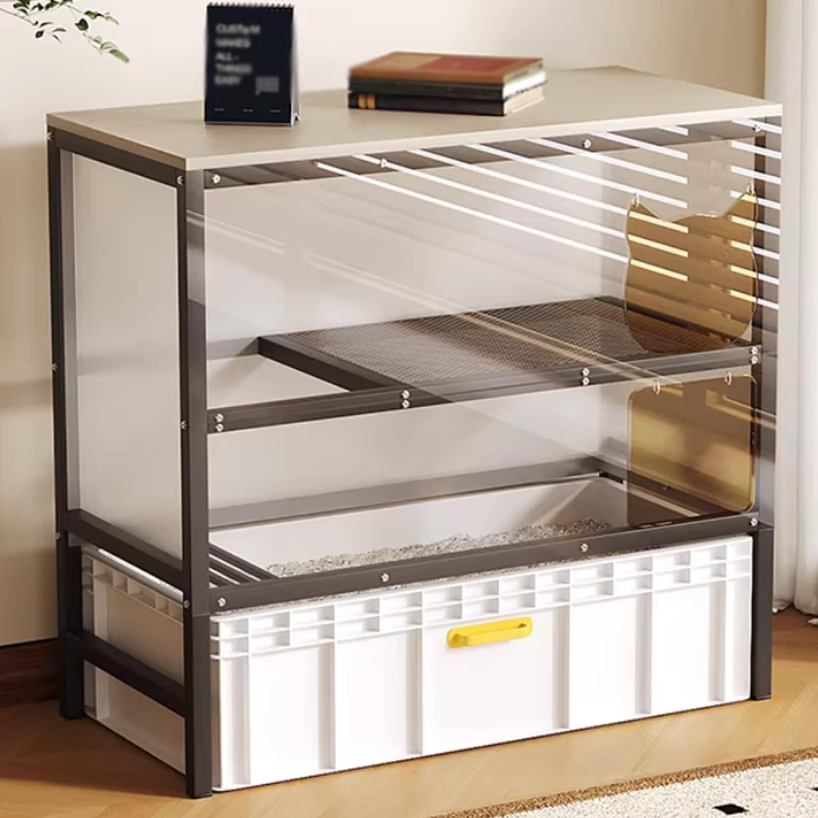 Muebles de caja de arena para gatos oculto gabinetes cerrados para perros y niños