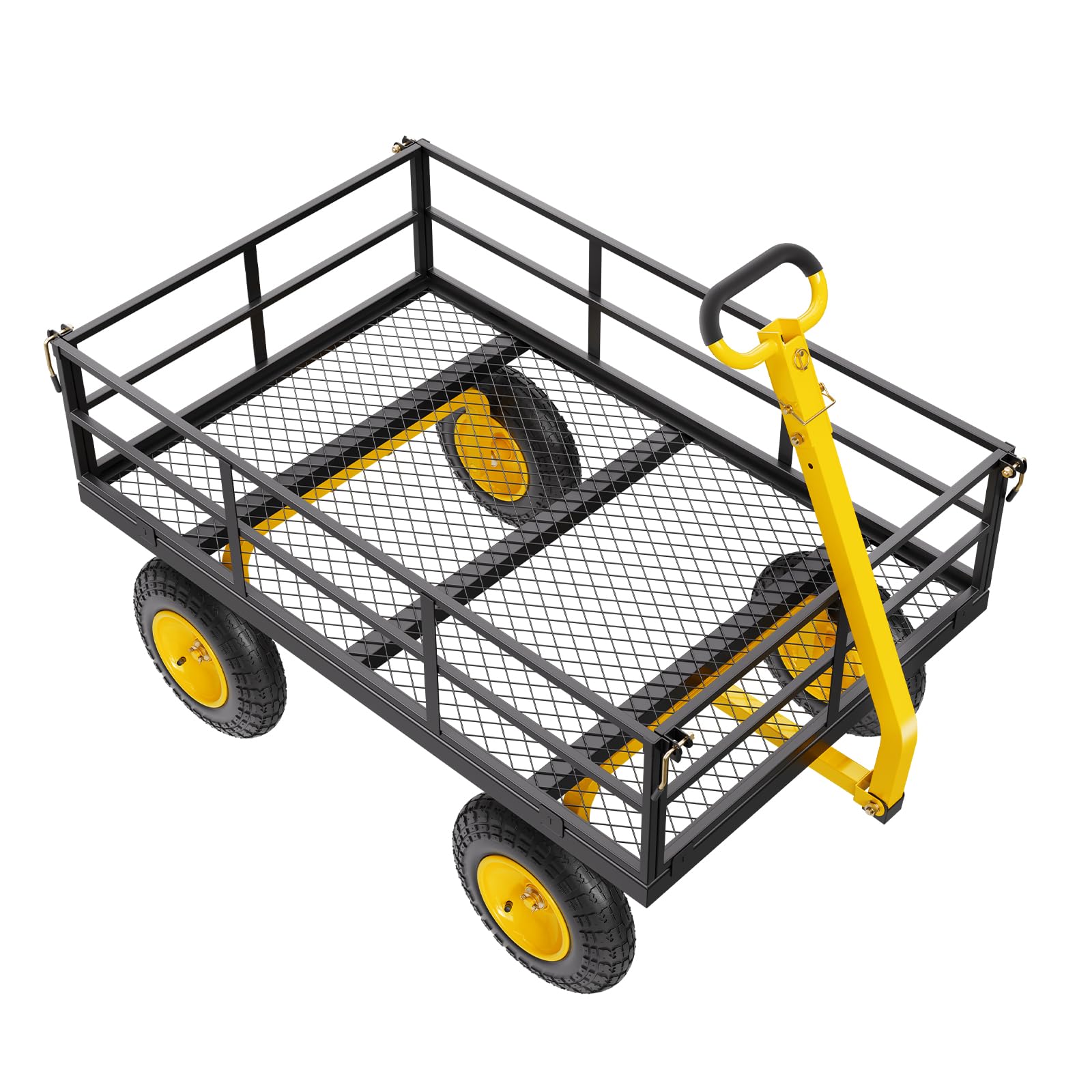 VEVOR Bollerwagen 544,31 kg, Transportwagen, Gartenwagen, Gerätewagen, 2-in-1-Handwagen mit 13-Zoll-All-Terrain-Reifen, abnehmbaren Seitenteilen aus Netzmaterial und um 180° drehbarem Griff