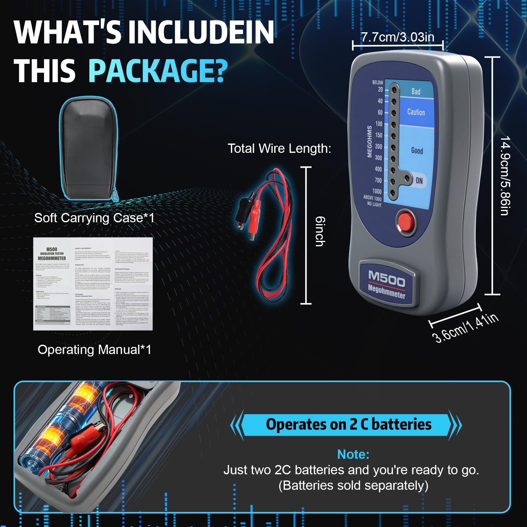 M500 Megohmmeter Compatible with Supco, 1000 Megohms for HVAC Testing — Amazon image 4