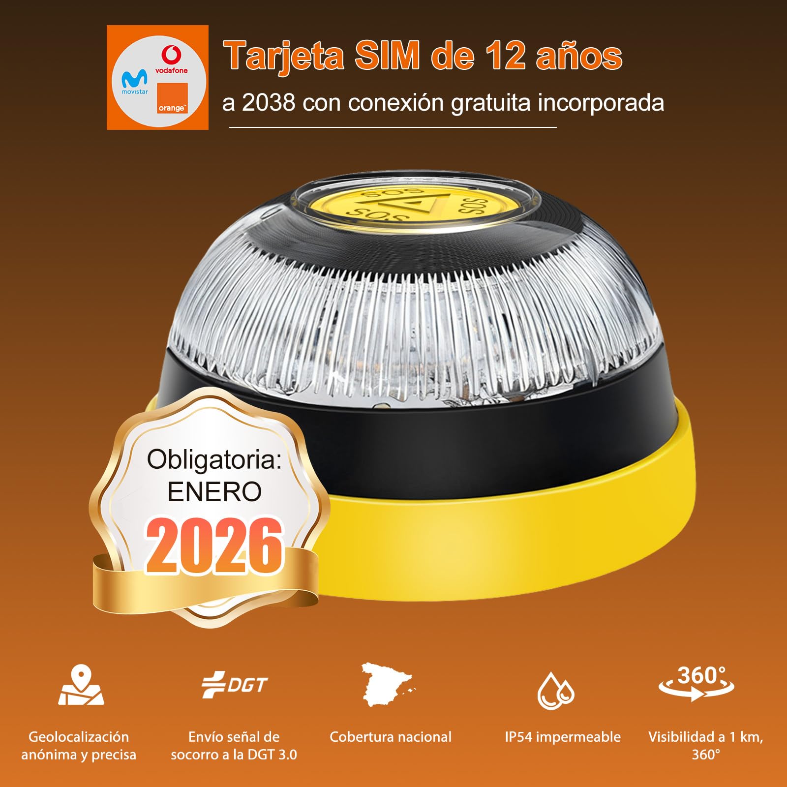 Baliza V16 Homologada DGT Geolocalizador IoT Doble Fijación Imán Ventosa Obligatoria 2026