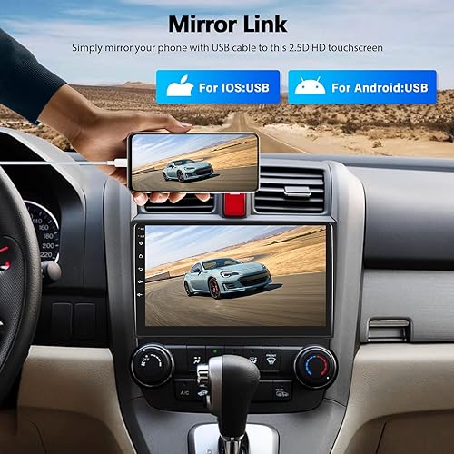 Miniatura 4 de Estéreo de coche para Honda CRV 2007-2011 Radio de coche, reproductor de MP5 con Apple Carplay Android Auto Mirror Link, 9 pulgadas pantalla táctil