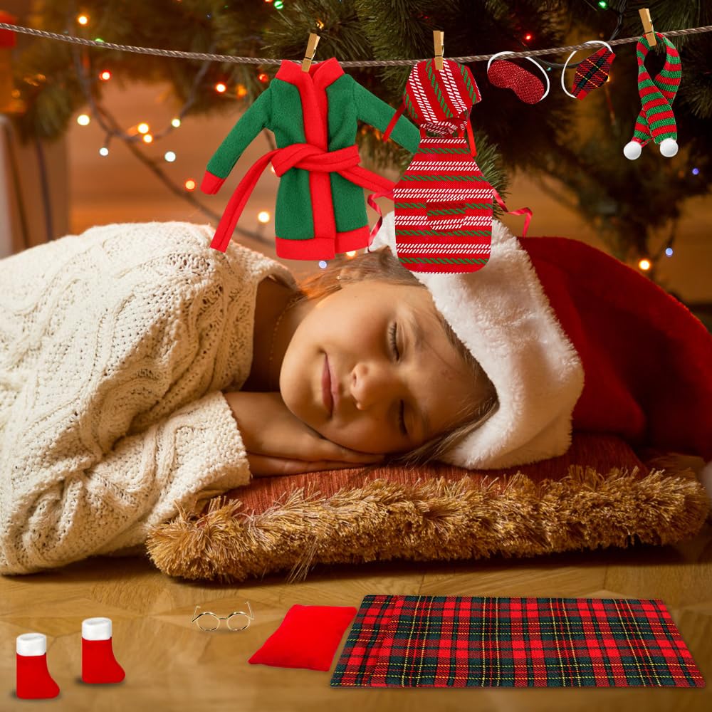 Weihnachtswichtel Zubehör Set | 13 Teile | Inkl. Hängematte, Schlafsack, Schürze & Mehr