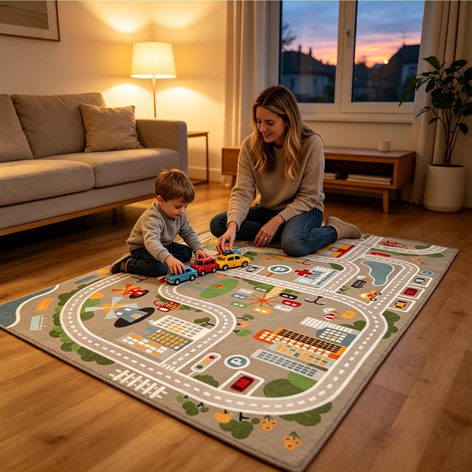 Interactive Kids Activity Mat, 47 x 71 Children Traffic Activity Floor
